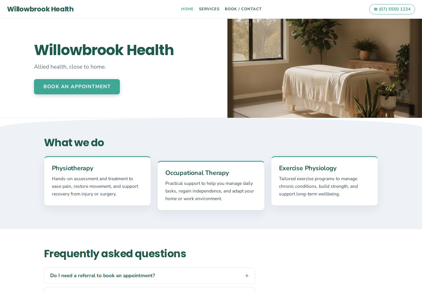 Willowbrook Health sample website