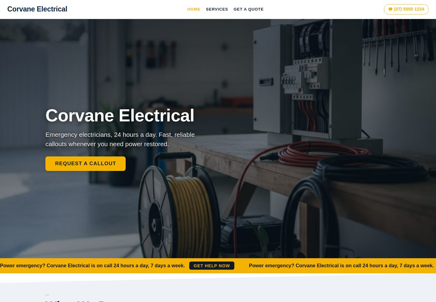 Corvane Electrical sample website